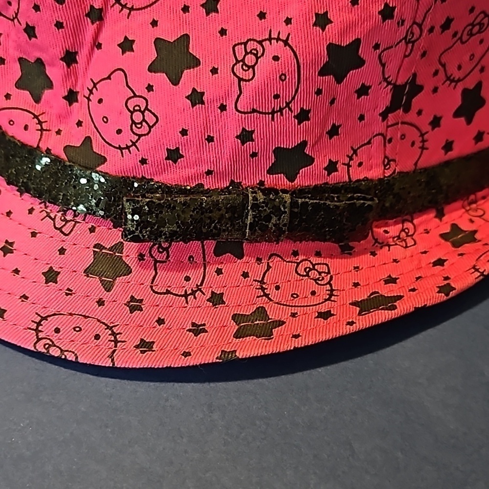 Hello Kitty by Sanrio Pink Black Sequin Fedora Hat EUC - Picture 2 of 6